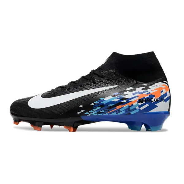 Nike Air Zoom Mercurial Superfly 10 Elite Black Blue and Orange Firm Ground FG Kids Football Boot