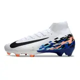 Nike Air Zoom Mercurial Superfly 10 Elite White Blue and Black Firm Ground FG Football Boot