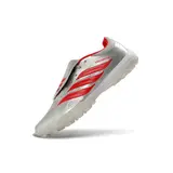 Adidas Predator 26 League Tongue Silver and Red Turf TF Football Boot