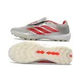 Adidas Predator 26 League Tongue Silver and Red Turf TF Football Boot