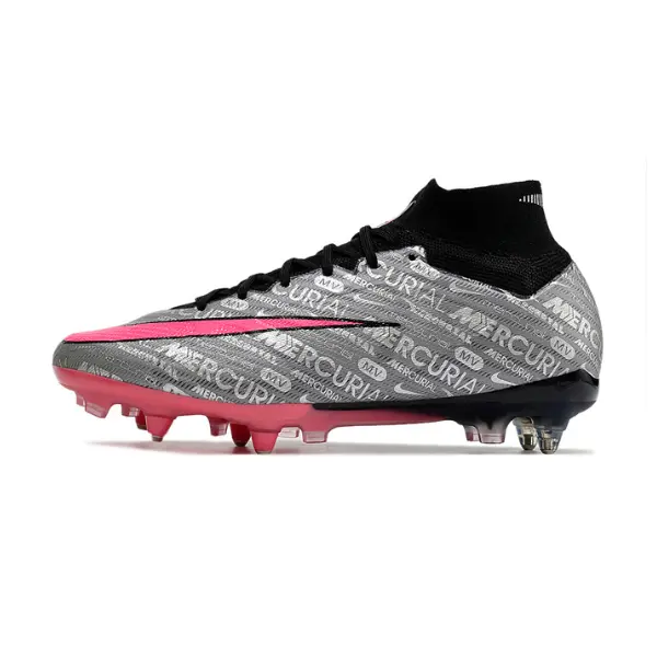 Nike Zoom Mercurial Superfly 9 Elite Gray and Pink Aluminium Studs SG Football Boot