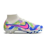 Nike Zoom Mercurial Superfly 9 Elite White and Colorful Firm Ground FG Kids Football Boot