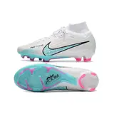 Nike Zoom Mercurial Superfly 9 Elite White Light Blue and Pink Firm Ground FG Football Boot