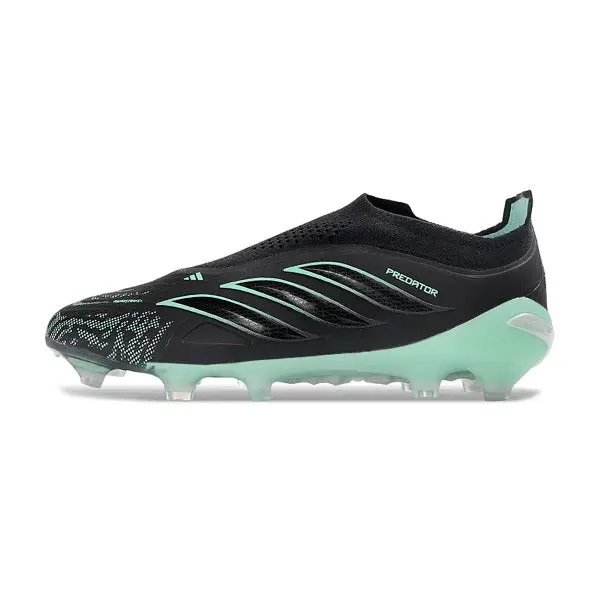 Adidas Predator 26 Elite Laceless Black and Green Firm Ground FG Football Boot