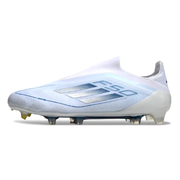Adidas F50 Elite Laceless White and Blue Firm Ground FG Football Boot - Ice Blue