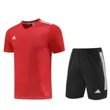 Adidas Red and Black Training Set T-Shirt and Shorts - Red Pattern