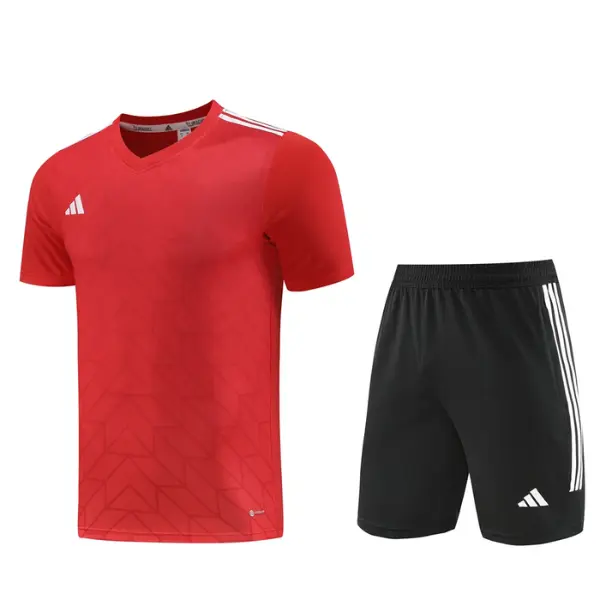 Adidas Red and Black Training Set T-Shirt and Shorts - Red Pattern