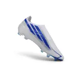 Adidas F50 Hyperfast Laceless Elite White and Blue Firm Ground FG Football Boot