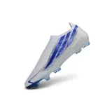 Adidas F50 Hyperfast Laceless Elite White and Blue Firm Ground FG Football Boot