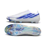 Adidas F50 Hyperfast Laceless Elite White and Blue Firm Ground FG Football Boot
