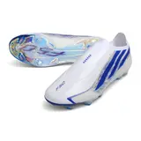 Adidas F50 Hyperfast Laceless Elite White and Blue Firm Ground FG Football Boot