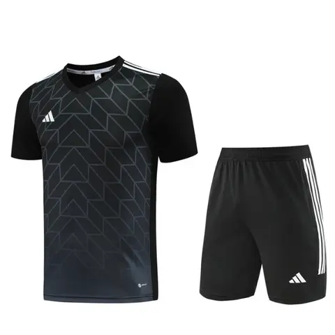 Adidas Black Training Set T-Shirt and Shorts - Grey Pattern