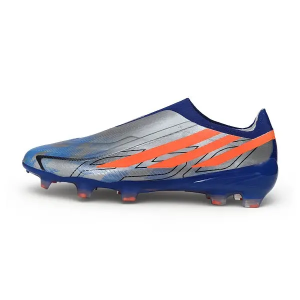 Adidas F50 Hyperfast Laceless Elite Gray, Blue and Orange Firm Ground FG Football Boot