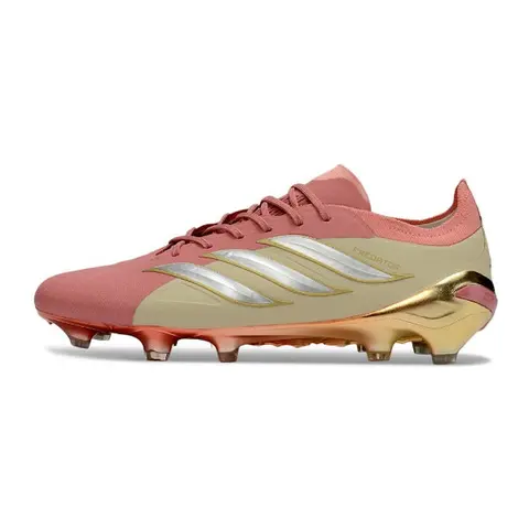 Adidas Predator 26 Elite Pink, Golden and Beige Firm Ground FG Football Boot