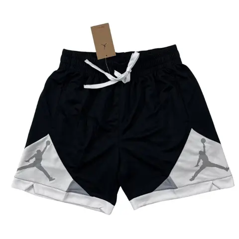 Jordan Black and White Shorts - Grey Diamond Panel