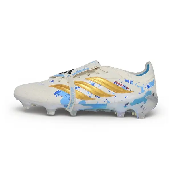 Adidas Predator 26 Tongue Elite White and Blue Firm Ground FG Football Boot