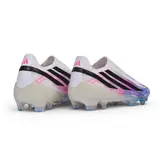 Adidas F50 Hyperfast Laceless Elite White and Blue Firm Ground FG Football Boot - White/Blue/Pink