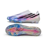 Adidas F50 Hyperfast Laceless Elite White and Blue Firm Ground FG Football Boot - White/Blue/Pink