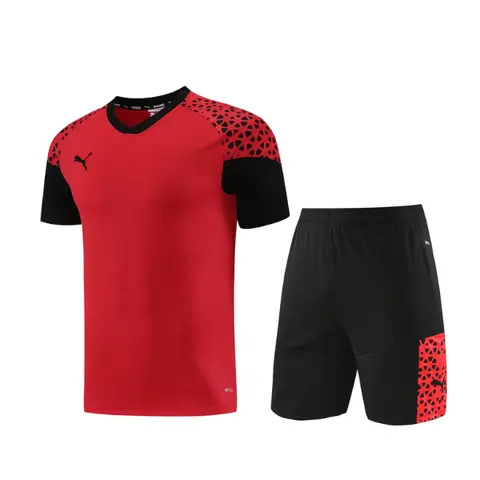 Puma Red and Black Training Set T-Shirt and Shorts