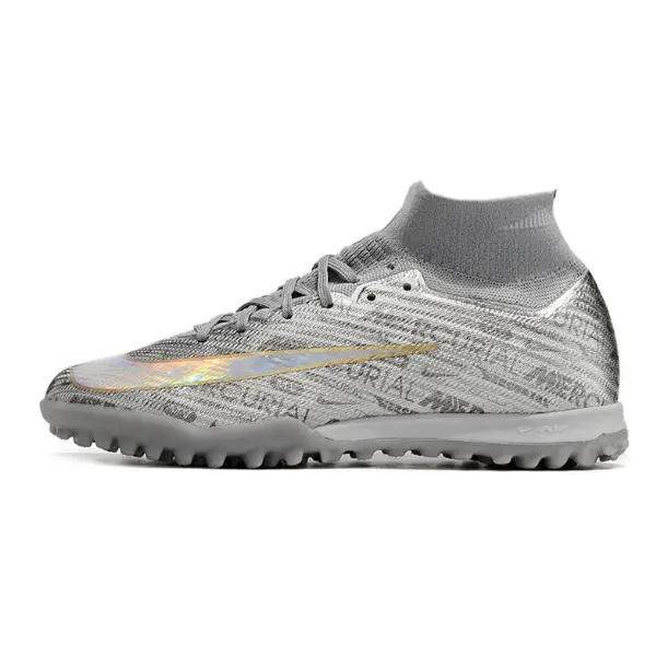 Nike Zoom Mercurial Superfly 9 Elite Kids Turf TF Football Boot - Silver