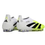 Adidas Predator 25 Elite Laceless White and Light Green Firm Ground FG Football Boot