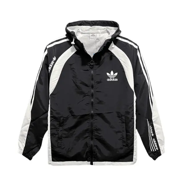 Adidas Black and White Windbreaker Jacket