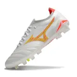 Mizuno Morelia Neo IV Elite White Orange and Yellow Firm Ground FG Football Boot - White/Gold