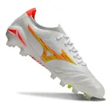 Mizuno Morelia Neo IV Elite White Orange and Yellow Firm Ground FG Football Boot - White/Gold