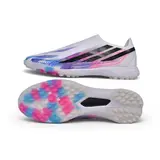 Adidas F50 Hyperfast Laceless Elite White and Blue Turf TF Football Boot