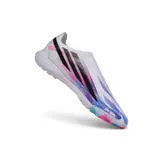 Adidas F50 Hyperfast Laceless Elite White and Blue Turf TF Football Boot