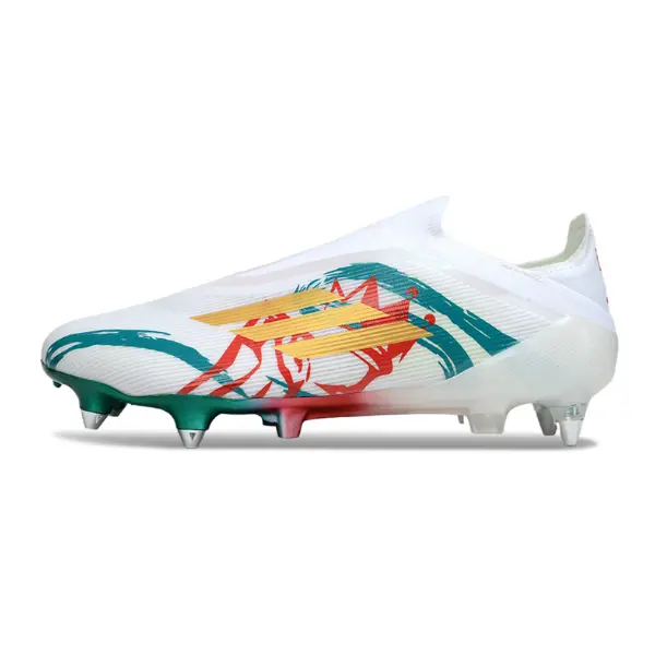Adidas F50 Elite Laceless White Green and Red Mixed Studs SG Football Boot