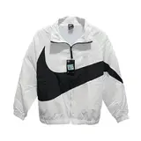 Nike White and Black Windbreaker Jacket - Big Swoosh