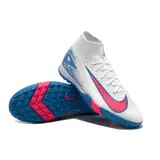 Nike Zoom Mercurial Superfly 10 Elite Kids White Pink and Blue Turf TF Football Boot