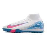 Nike Zoom Mercurial Superfly 10 Elite Kids White Pink and Blue Turf TF Football Boot