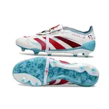 Adidas Predator 25 Elite White, Light Blue and Dark Red Firm Ground FG Football Boot