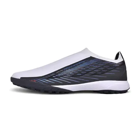 Adidas F50 Hyperfast Laceless Elite Leather Tech Pack Turf TF Football Boot - White/Black