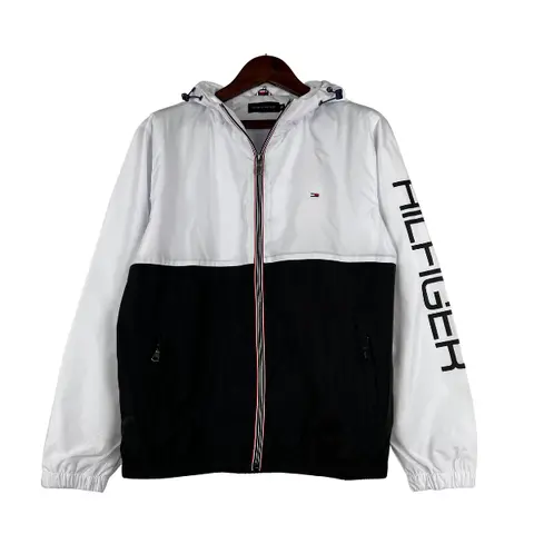 Tommy Hilfiger White and Black Windbreaker Jacket