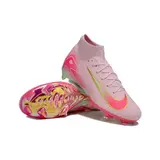 Nike Air Zoom Mercurial Superfly 10 Elite Pink Firm Ground FG Kids Football Boot - Light Pink/Volt
