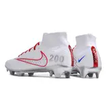 Nike Zoom Mercurial Superfly 9 Elite White Red and Silver Firm Ground FG Kids Football Boot