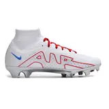Nike Zoom Mercurial Superfly 9 Elite White Red and Silver Firm Ground FG Kids Football Boot