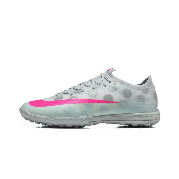 Nike Air Zoom Mercurial Vapor 17 Elite Gray and Pink Turf TF Kids Football Boot