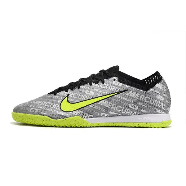 Nike Mercurial Vapor 15 Elite Gray and Green Indoor IC Football Boot