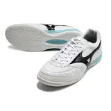Mizuno Morelia Sala Japan IC White Black and Light Blue Indoor IC Football Boot