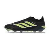 Adidas Predator 26 Elite Laceless Black and Green Firm Ground FG Football Boot - Black/Lime