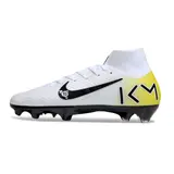 Nike Air Zoom Mercurial Superfly 10 Elite White and Yellow Firm Ground FG Football Boot - White/Black