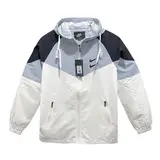 Nike White and Black Windbreaker Jacket - White/Grey Panel