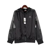 Adidas Black Windbreaker Jacket - Grey Panel