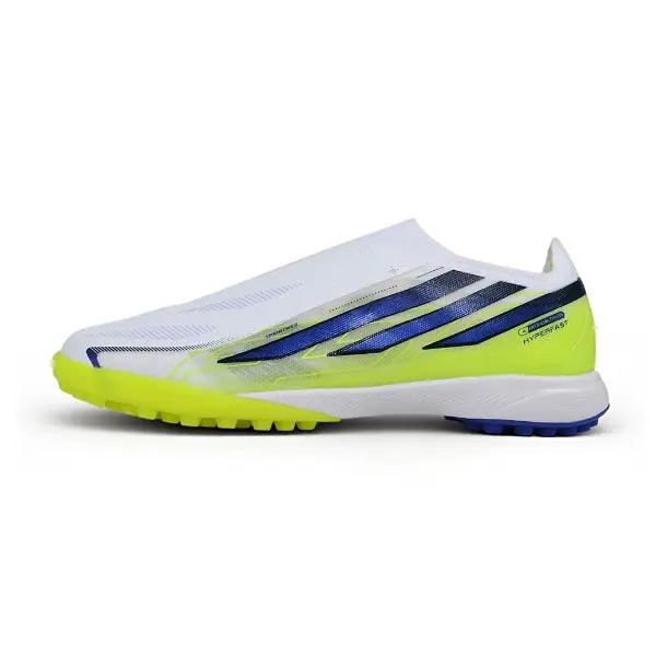 Adidas F50 Hyperfast Laceless Elite White, Blue and Green Turf TF Football Boot