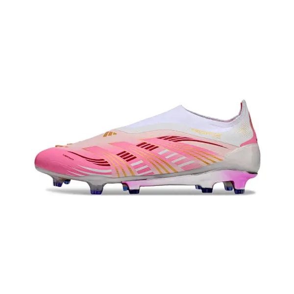 Adidas Predator 25 Elite Laceless White and Pink Firm Ground FG Football Boot