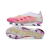 Adidas Predator 25 Elite Laceless White and Pink Firm Ground FG Football Boot